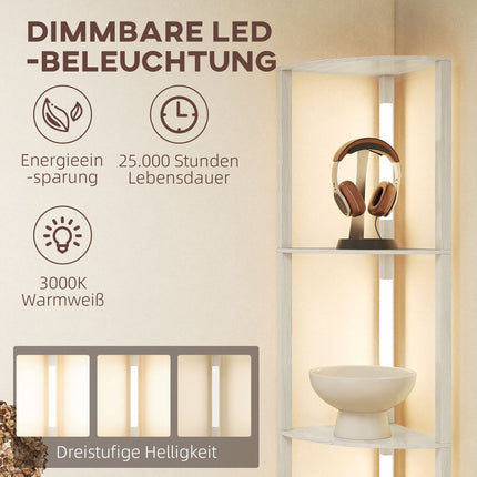 LED stāvlampa ar plauktiem, regulējama gaismas intensitāte, ozolkoka apdare, 41x30x164cm