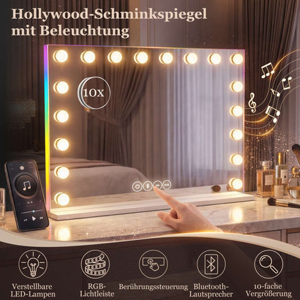 LED grima spogulis ar Bluetooth, RGB, 10x palielinājumu