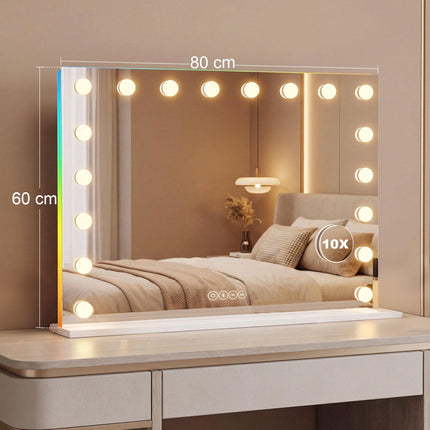 LED grima spogulis ar Bluetooth, RGB, 10x palielinājumu