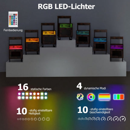 LED naktsskapītis ar regulējamu apgaismojumu un uzglabāšanas vietu