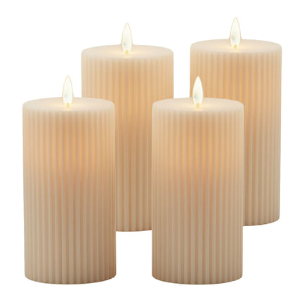 LED staba sveces, bezliesmas, silti baltas, 4 gab. komplekts