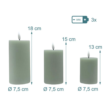 LED īsta vaska bezliesmas sveces - 3 gab. komplekts