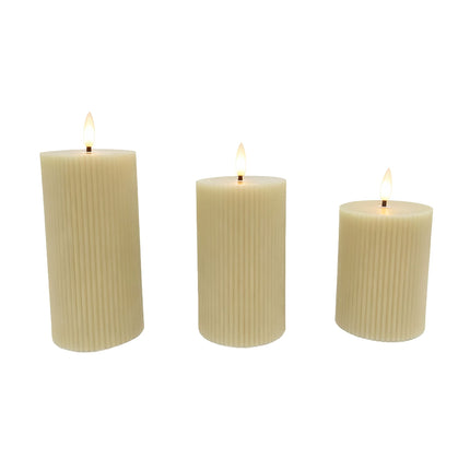 LED īsta vaska bezliesmas sveces, 3 gab. komplekts