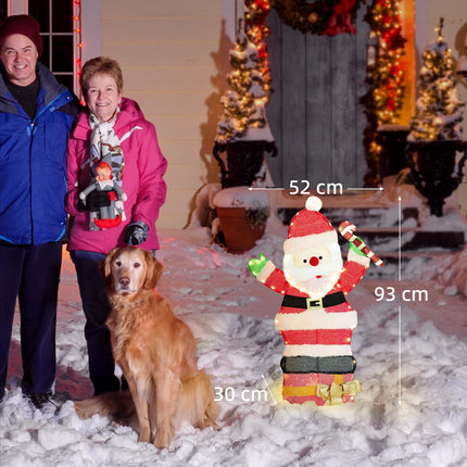 LED Ziemassvētku vecīša Ziemassvētku rotājums, 97 silti baltas gaismiņas, 93 cm