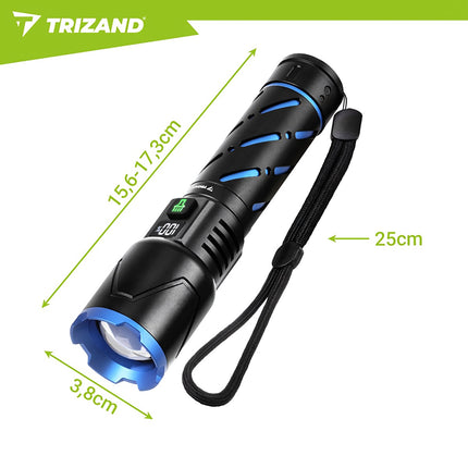 LED taktiskais lukturītis 800lm, uzlādējams, ūdensizturīgs