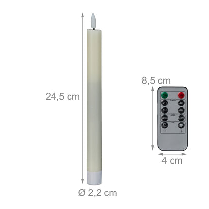 LED konusveida sveces, bezliesmas, ar tālvadības pulti un taimeri, 6 gab. komplekts