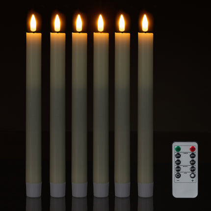 LED konusveida sveces, bezliesmas, ar tālvadības pulti un taimeri, 6 gab. komplekts