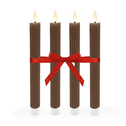 LED vaska konusveida sveces, 4 gab. komplekts, bezliesmas taimeris