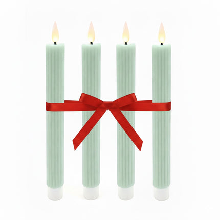 LED vaska konusveida sveces, 4 gab. komplekts, bezliesmas ar taimeri