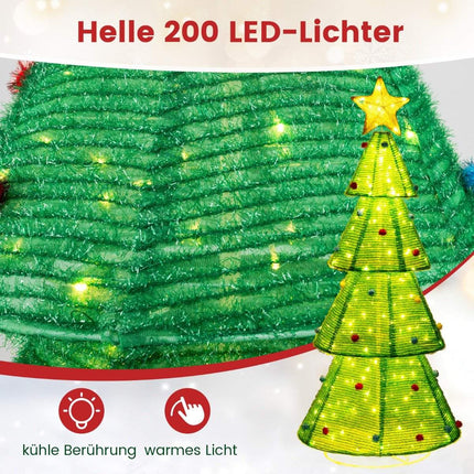 Mākslīgā LED Ziemassvētku eglīte, 190 cm gara, izgaismota Ziemassvētku eglīte ar 200 LED gaismiņām
