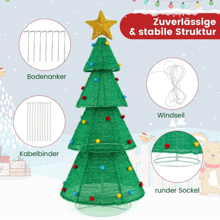 Mākslīgā LED Ziemassvētku eglīte, 190 cm gara, izgaismota Ziemassvētku eglīte ar 200 LED gaismiņām