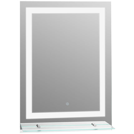 LED vannas istabas spogulis vannas istabas spogulis ar apgaismojumu, stikla plaukts, 22W, 70x50cm