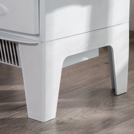 LED elektriskais brīvstāvošs kamīns ar liesmas efektu 900/1800W metāls un ABS plastmasa baltā krāsā 39 x 26 x 54,8 cm mājīgai atmosfērai