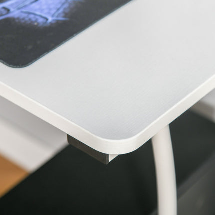 L-shaped desk with drawers, industrial metal, white