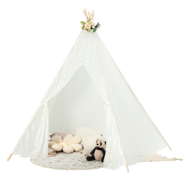 Mežģīņu Tipi telts, 5 malu, LED zvaigžņu gaismas, liela
