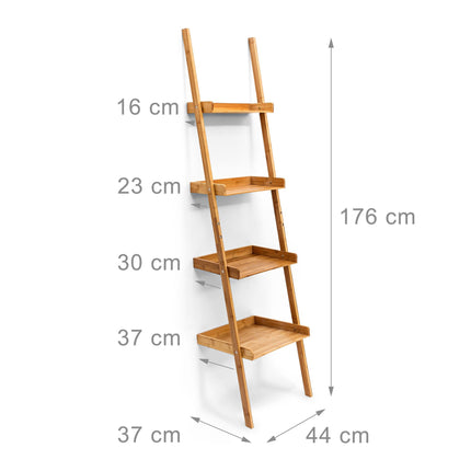 Kāpņu plaukts, bambuss, 4 plaukti