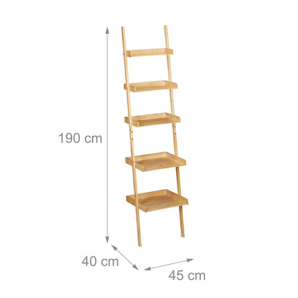 Kāpņu plaukts, bambuss, 5 plaukti