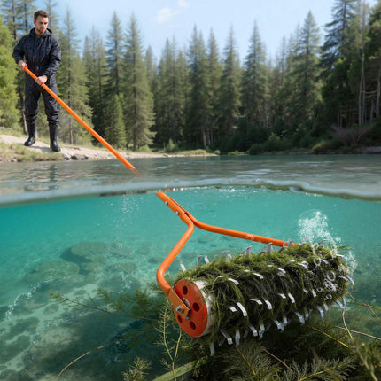 Lake Weed Roller, 12 ft Handle, 9 Galvanized Blades