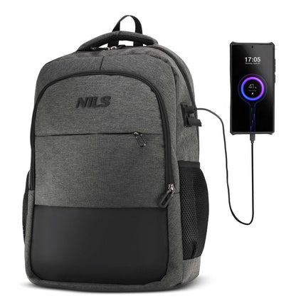 Klēpjdatora mugursoma, USB-C uzlādes ports, 18 l, pelēka