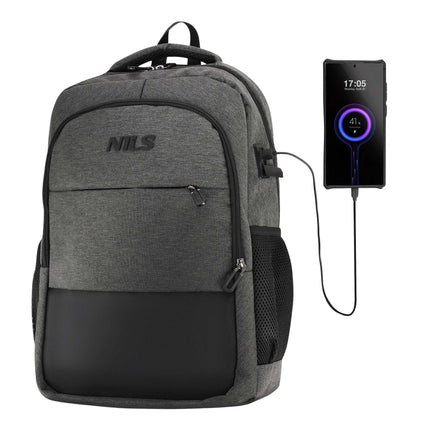 Klēpjdatora mugursoma, USB-C uzlādes ports, 18 l, pelēka