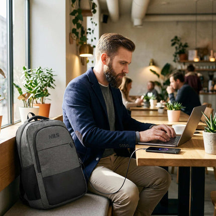 Klēpjdatora mugursoma, USB-C uzlādes ports, 18 l, pelēka