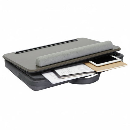 Klēpjdatora spilvena paliktnis ar kabatu un plaukstas locītavas atbalstu