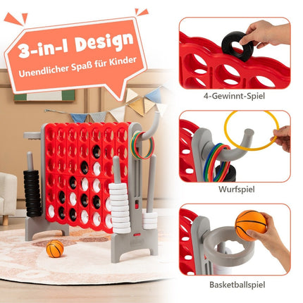 Liels 4-in-a-row Jumbo 4-in-a-row komplekts 84 x 33 x 79 cm sarkans + pelēks