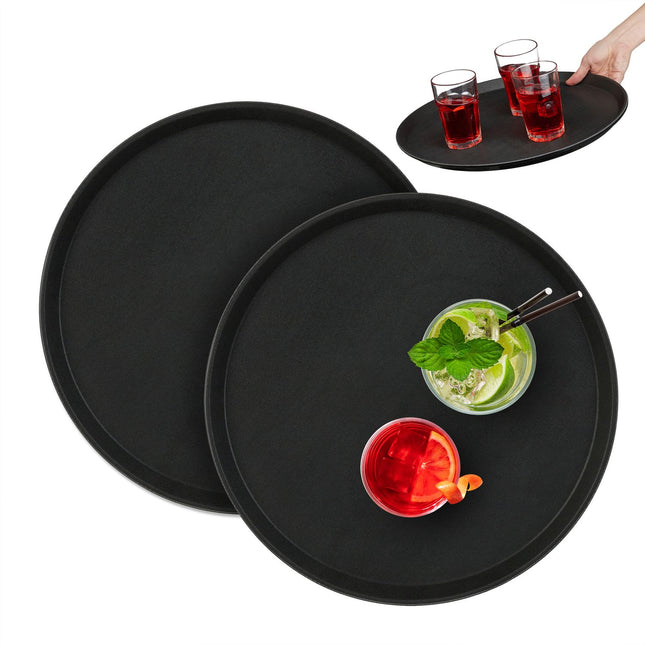 Lielas melnas servēšanas paplātes, 2 gab. komplekts, Ø40cm