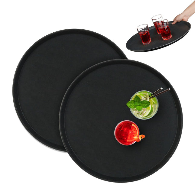 Lielas melnas servēšanas paplātes, 2 gab. komplekts - Ø45cm
