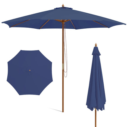 Liels zils koka terases saulessargs, 300 cm, ventilējams, regulējams