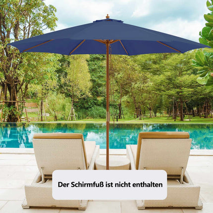 Liels zils koka terases saulessargs, 300 cm, ventilējams, regulējams
