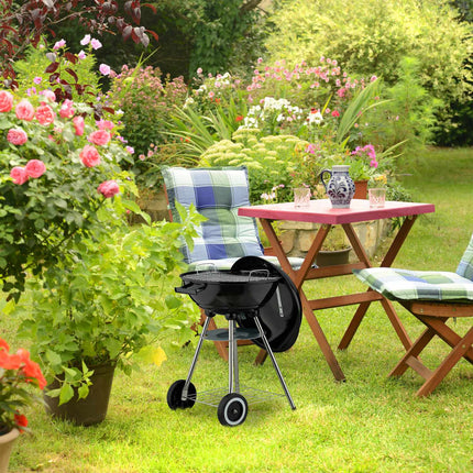 Liels katla BBQ grils ar riteņiem un pelnu savācēju