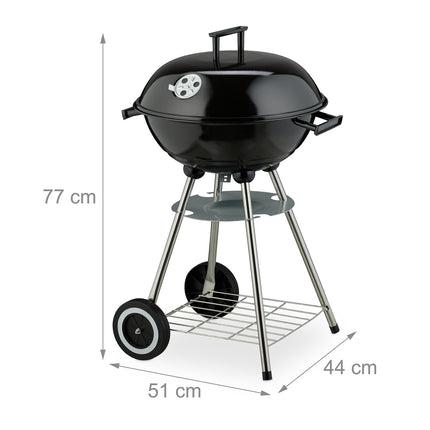 Liels katla BBQ grils ar riteņiem un pelnu savācēju