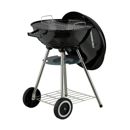 Liels katla BBQ grils ar riteņiem un pelnu savācēju