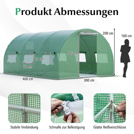 Liela iebūvējama siltumnīca 12 m² ar PE pārsegu un dzelzs rāmi