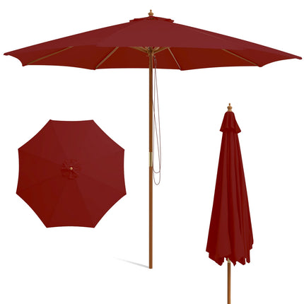 Liels koka terases saulessargs, 300 cm, sarkans, bambusa ribas