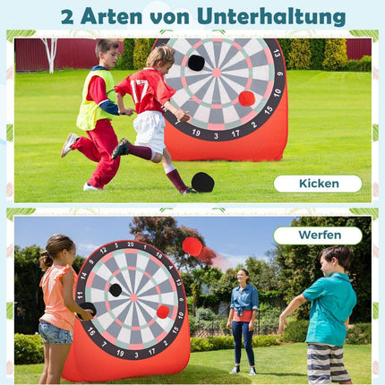 Large dartboard for children dart throwing game set with 4 kick balls football darts for garden red