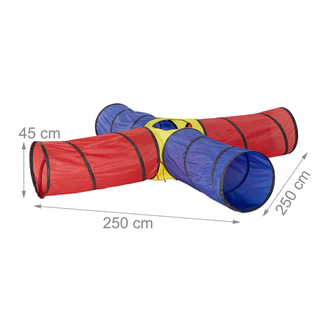 Large play tunnel with 4 pipes