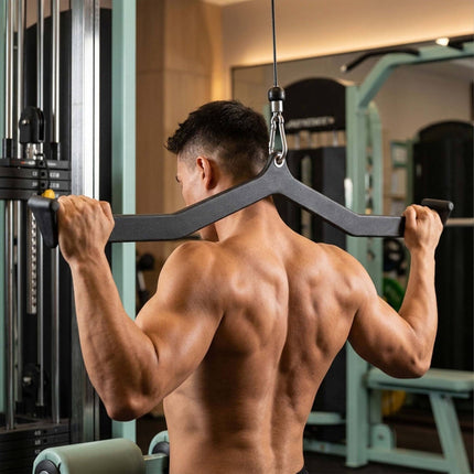 Lat Pulldown Bar Set of 5 with Steel V-Grips, PVC Coated, Black