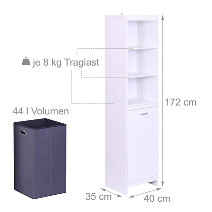 Veļas skapis ar 44 litru maisu, mitrumizturīgs