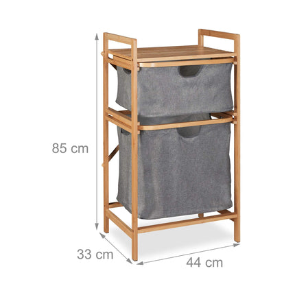 Laundry basket rack with 2 compartments