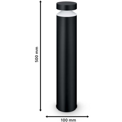 Laven LED bollard Stainless steel Black IP44 Warm 6W 600lm