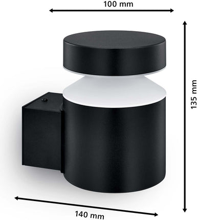 Laven LED wall lamp Up Stainless steel Black IP44 Warm 6W 600lm
