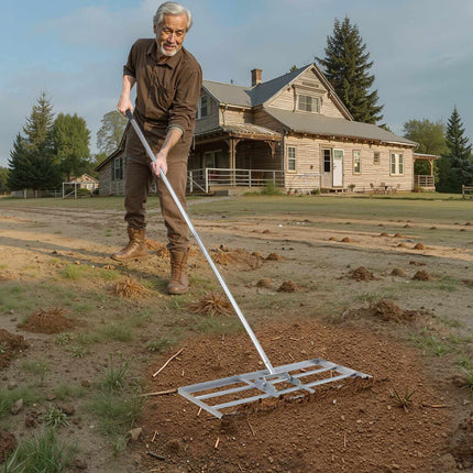 Lawn Leveling Rake, Carbon Steel, 30x14 in Plate