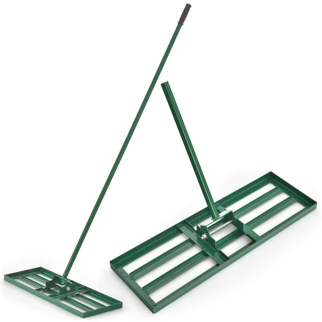 Zāliena līdzināšanas grābeklis ar ergonomisku rokturi zemei 75 x 25 cm, zaļš