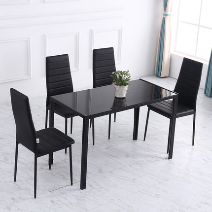 Led ēdamgalds, virtuves galds, 4 personām, rūdīts stikls, metāls, melns, 120x60x75 cm