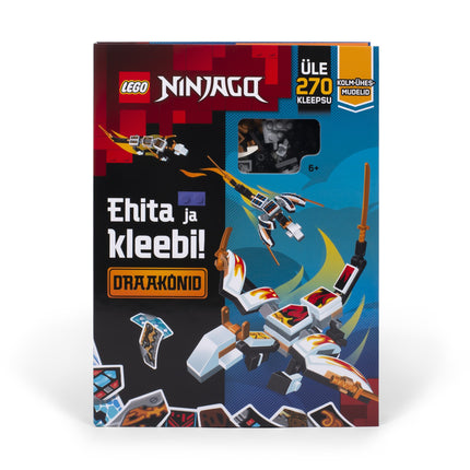 Lego Ninjago aktivitāšu grāmata "Veido un pielīmē: Pūķi" (igauņu valodā)