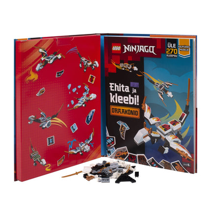 Lego Ninjago aktivitāšu grāmata "Veido un pielīmē: Pūķi" (igauņu valodā)