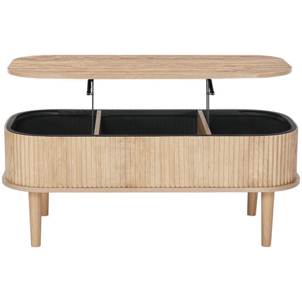 Lift Top Coffee Table, 39.4 In Oval With Hidden Storage