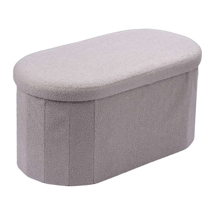 Gaiši pelēks rotaļu auduma uzglabāšanas sols – 76 cm ovāls